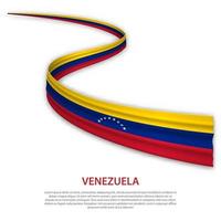 sventolando il nastro o lo striscione con la bandiera del venezuela vettore