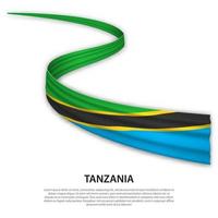 agitando nastro o bandiera con bandiera di Tanzania vettore