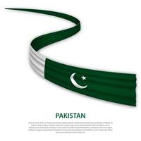 sventolando il nastro o lo striscione con la bandiera del pakistan vettore