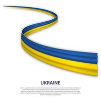 sventolando il nastro o lo striscione con la bandiera dell'ucraina vettore