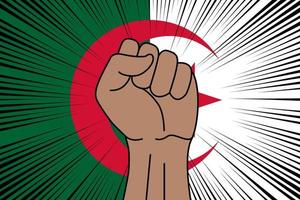 umano cazzotto stretto simbolo su bandiera di algeria vettore
