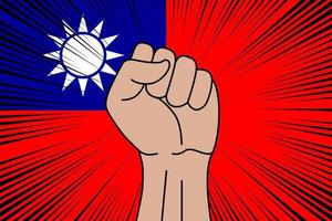 umano cazzotto stretto simbolo su bandiera di Taiwan vettore