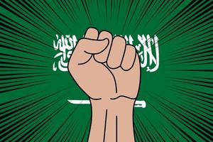 umano cazzotto stretto simbolo su bandiera di Arabia arabia vettore