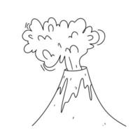 vulcano eruzione nel mano disegnato scarabocchio stile. vettore illustrazione isolato su bianca sfondo. colorazione libro.