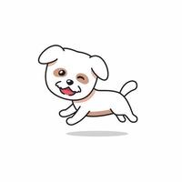 vettore personaggio dei cartoni animati felice cane bianco in esecuzione