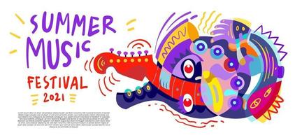 illustrazione vettoriale banner colorato festival musicale estivo