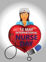 giornata mondiale dell'infermiera, illustrazione di infermiere e attrezzature mediche vettore