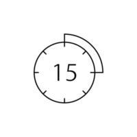 15 minuto, orologio, tempo vettore icona
