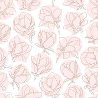 senza soluzione di continuità modello con rosa fioritura magnolia fiori e macchie. vettore