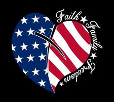americano bandiera fede famiglia libertà, cuore americano bandiera, 4 ° di luglio vettore