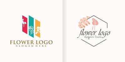 bellissimo collezione di elegante minimalista rosa fiori nel un' linea arte stile. logo utilizzando cosmetici, yoga e terme logo design ispirazione vettore