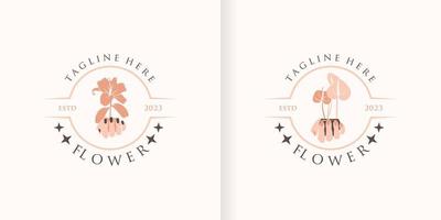 fiore collezione astratto logo bellezza terme salone cosmetico marca lineare stile vettore
