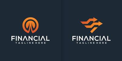 finanziario anno Domini visiera logo design vettore icona collezione