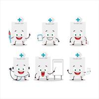 medico professione emoticon con fare elenco carta cartone animato personaggio vettore