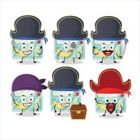 cartone animato personaggio di pranzo scatola con vario pirati emoticon vettore