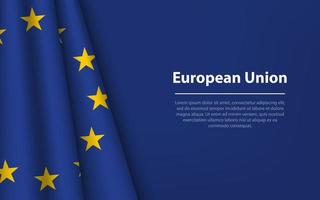onda bandiera di europeo unione con copyspace sfondo. vettore