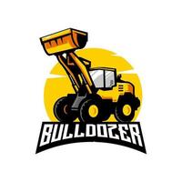 bulldozer logo design vettore per costruzione azienda