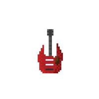rosso chitarra nel pixel arte stile vettore
