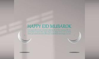 islamico sfondo con eid mubarak saluto carta con islamico ornamento semplice elegante grigio colore attraente eps 10 vettore