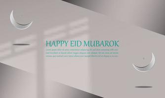 islamico sfondo con eid mubarak saluto carta con islamico ornamento semplice elegante grigio colore attraente eps 10 vettore