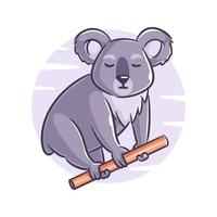 vettore mano disegnato koala su il albero ramo