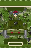 carino cartone animato esercito soldato con binocolo nel blindato serbatoio militare storia illustrazione vettore