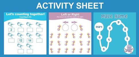attività foglio per bambini. educativo stampabile foglio di lavoro. mare animale foglio di lavoro tema. il motore abilità formazione scolastica. vettore illustrazioni.