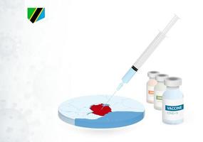 vaccinazione nel Tanzania con diverso genere di covid-19 vaccino. concetto con il vaccino iniezione nel il carta geografica di Tanzania. vettore