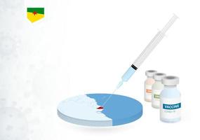 vaccinazione nel francese Guiana con diverso genere di covid-19 vaccino. concetto con il vaccino iniezione nel il carta geografica di francese Guiana. vettore