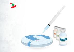 vaccinazione nel Libano con diverso genere di covid-19 vaccino. concetto con il vaccino iniezione nel il carta geografica di Libano. vettore
