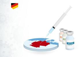 vaccinazione nel Germania con diverso genere di covid-19 vaccino. concetto con il vaccino iniezione nel il carta geografica di Germania. vettore