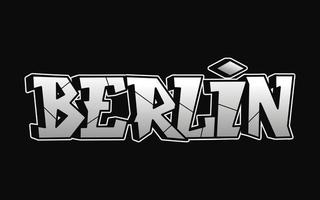 Berlino - singolo parola, lettere graffiti stile. vettore mano disegnato logo. divertente freddo trippy parola Berlino, moda, graffiti stile Stampa maglietta, manifesto concetto