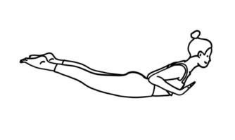 formazione nel pilates e yoga posa femmina carattere. meditazione, pilates, mentale Salute. femmina, signora, donna, ragazza. vettore illustrazione nel schema cartone animato piatto stile isolato su bianca sfondo.