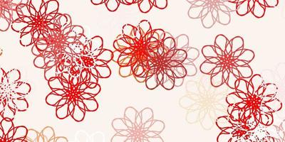 sfondo di doodle vettoriale arancione chiaro con fiori.