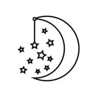 Luna e stelle icona vettore. notte illustrazione cartello. sognare simbolo. dormire logo. vettore