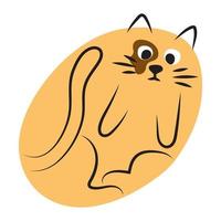 rosso gatto nel il forma di un ovale. animale domestico guardare a telecamera. clip arte, logo, design vettore