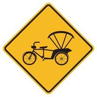 avvertimento bicicletta o triciclo traffico stradale giallo simbolo segno isolare su sfondo bianco, illustrazione vettoriale eps.10