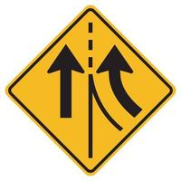 Segnale stradale di avvertimento che si fonde sulla corsia di destra vettore