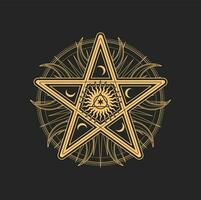pentagramma spirituale simbolo, isolato amuleto, cartello vettore