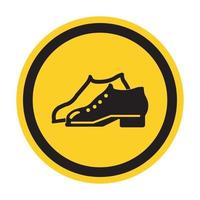le scarpe con simbolo racchiuso sono obbligatorie nell'area di produzione segno isolato su sfondo bianco, illustrazione vettoriale eps.10