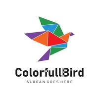volante uccello con colorfull logo vettore design