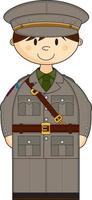 cartone animato ww1 esercito ufficiale militare storia illustrazione vettore