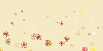 struttura di doodle di vettore rosa chiaro, giallo con fiori.