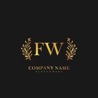 fw iniziale bellezza floreale logo modello vettore