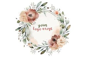 acquerello floreale logo, il giro floreale logo, moderno acquerello logo, logo disegno, calligrafia logo, floreale logo, fiore logo vettore