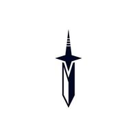 cavaliere spada stella geometrico moderno creativo logo vettore