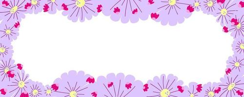 carino mano disegnato telaio di fiori. decorativo elemento con lavanda fiori per stampa inviti, lettere o saluto carte. vettore