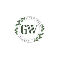 gw iniziale bellezza floreale logo modello vettore