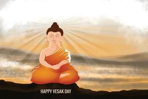 contento Vesak giorno Budda purnima auguri saluto carta sfondo vettore