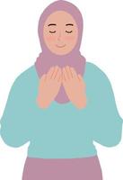vettore di musulmano hijab donna preghiere sua mani su illustrazione